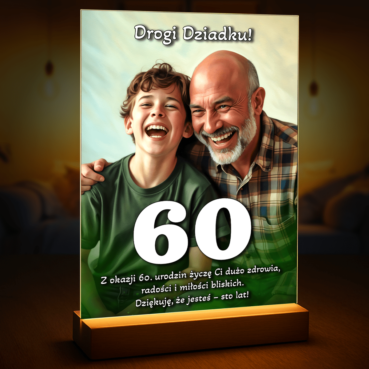 Image of Z okazji 60 urodzin dziadka - druk na szkle, portret z Twojego zdjęcia - Wymaluj Prezent