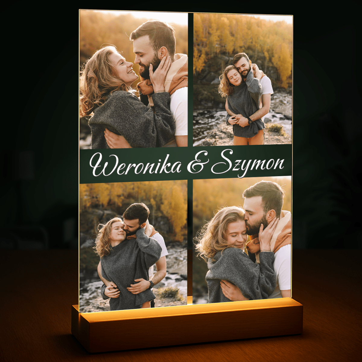 Image of Zdjęcia zakochanej pary + imiona - druk na szkle, kolaż z Twoich zdjęć - Wymaluj Prezent