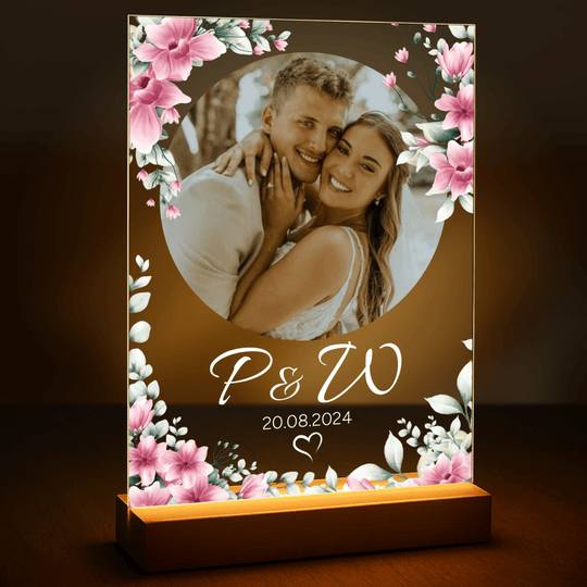 Zdjęcie pary młodej + inicjały - druk na szkle z Twojego zdjęcia