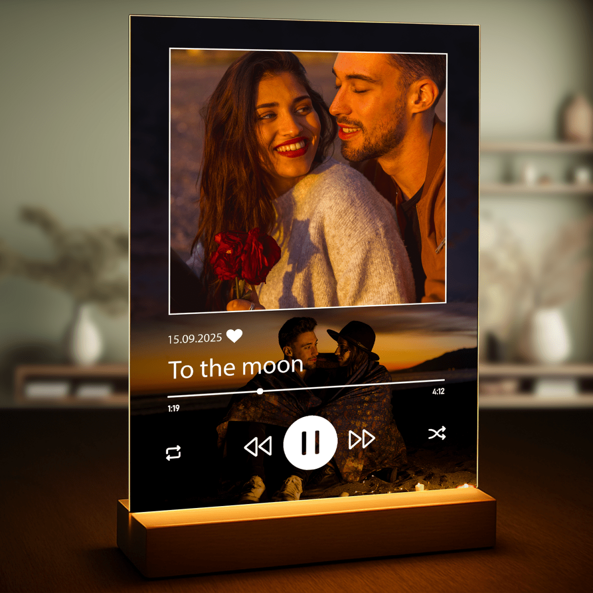 Zdjęcie pary + piosenka - druk na szkle z Twojego zdjęcia - Wymaluj Prezent