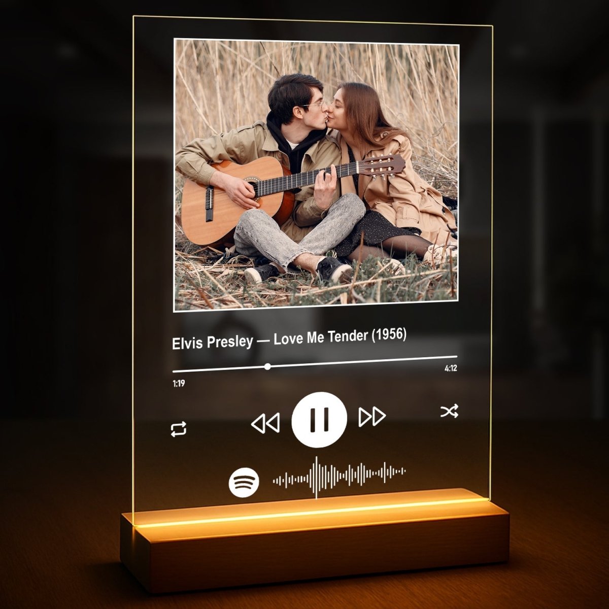 Image of Zdjęcie + piosenka w stylu Spotyfi - druk na szkle z Twojego zdjęcia - Wymaluj Prezent