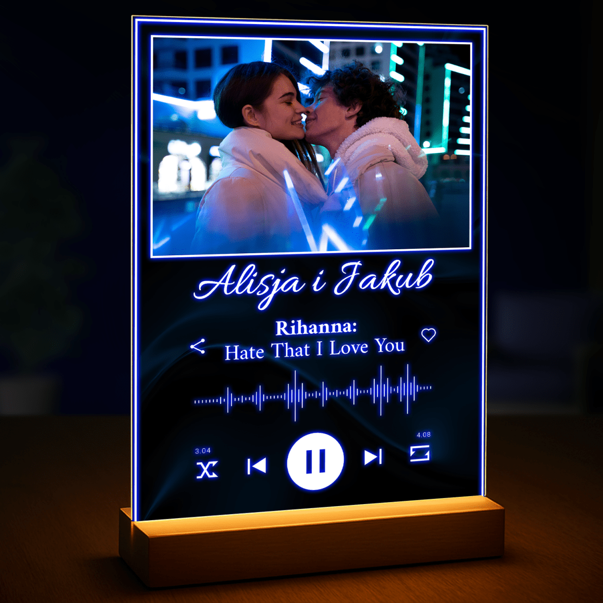 Image of Zdjęcie zakochanej pary w stylu Spotify - druk na szkle z Twojego zdjęcia - Wymaluj Prezent