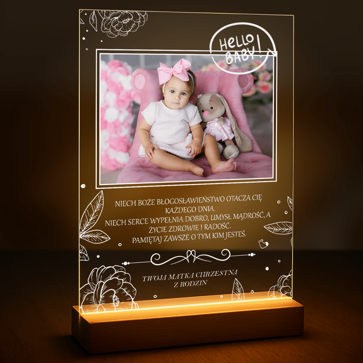 Image of Życzenia na Chrzest Święty - druk na szkle z Twojego zdjęcia - Wymaluj Prezent